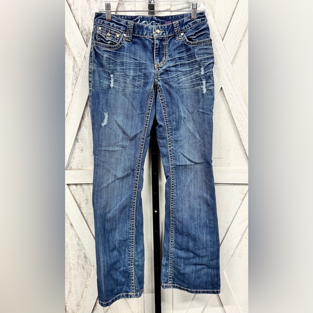 INC International Concepts Distressed Blue Boot Cut Jeans